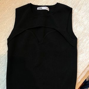 ZARA Cutout Black Fitted Tank Top